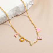 Custom Enamel Name Necklace Personalized Enamel Weld Letter Pendant 18K Gold Plated