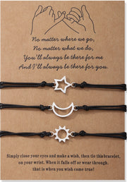 1Set Mother Daughter Bracelets Friendship Rope Chain Bracelet Card Lover