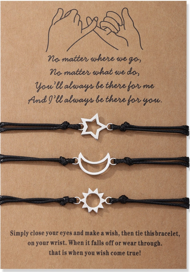 1Set Mother Daughter Bracelets Friendship Rope Chain Bracelet Card Lover