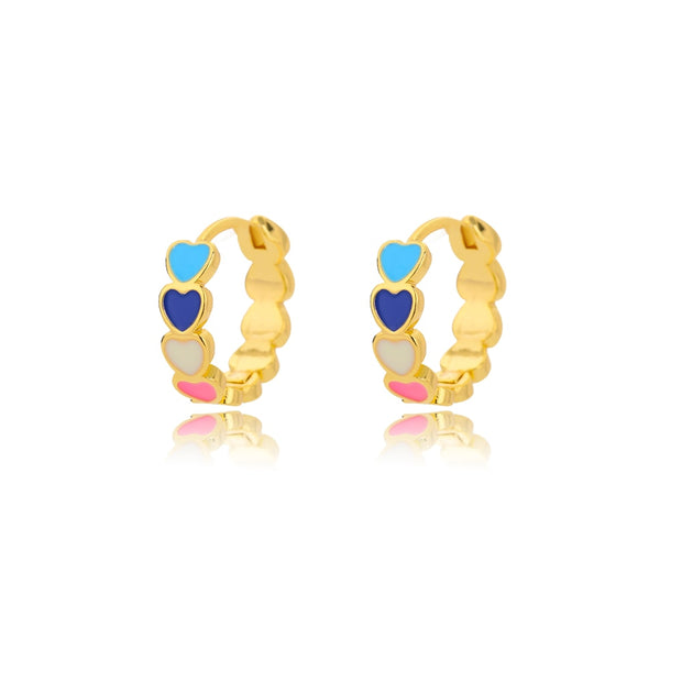 1 Pair Cute Enamel Heart Earrings For Women Sliver Color Stainless Steel