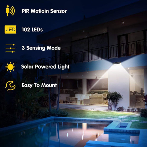 LED Solar Powerful Light Outdoor Motion Sensor Wall Light Waterproof