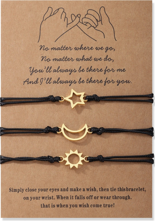 1Set Mother Daughter Bracelets Friendship Rope Chain Bracelet Card Lover