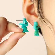 Cute Animal Cartoon Stud Earrings For Women Dinosaur Little Dog Whale Clay Bite Ear