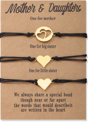1Set Mother Daughter Bracelets Friendship Rope Chain Bracelet Card Lover