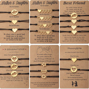 1Set Mother Daughter Bracelets Friendship Rope Chain Bracelet Card Lover