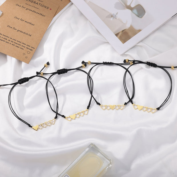 1Set Mother Daughter Bracelets Friendship Rope Chain Bracelet Card Lover