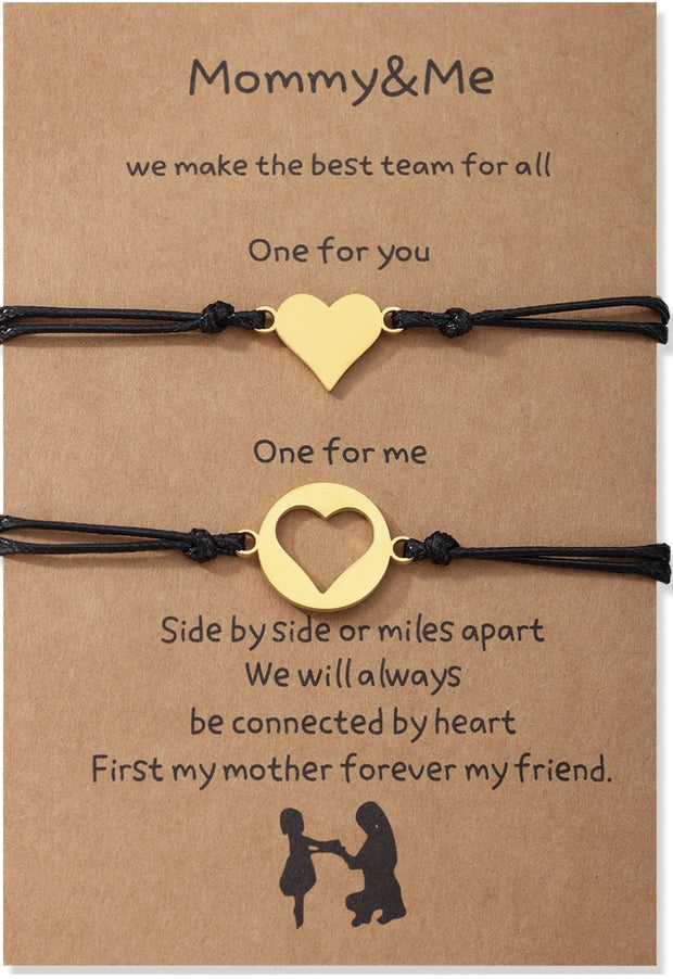 1Set Mother Daughter Bracelets Friendship Rope Chain Bracelet Card Lover