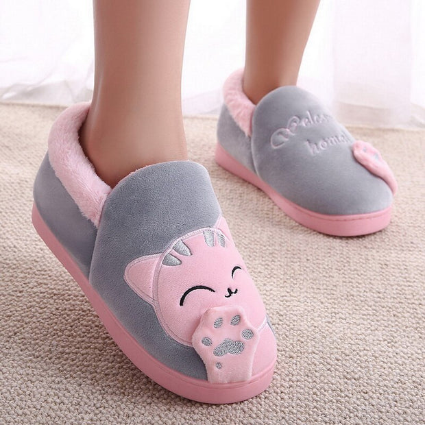 Cartoon Cat Slippers Non-slip House Shoes Couple Lovers Indoor Bedroom Footwear