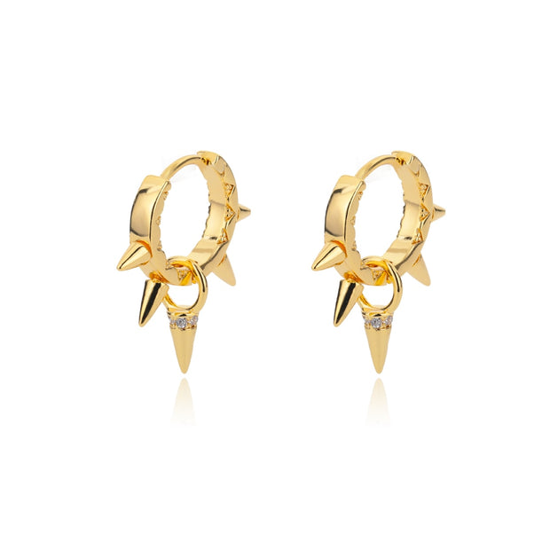 Hip-Hop Punk Hoop Earrings for Women Girls Luxury Stainless Steel Gold Color Hoops