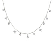 promotion cz star charm choker necklace gold silver color