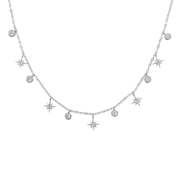 promotion cz star charm choker necklace gold silver color