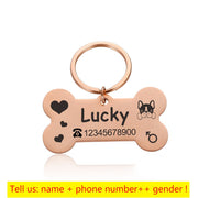 Engraved Pet Id Tags Custom Metal Bone Collar for Cat Silent Tag Personalized Collar