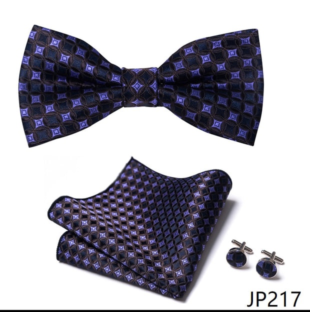 New Paisley  Bow Tie for men Wedding Bowtie Handkerchief Cufflink Set