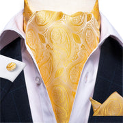 Luxury Men&#39;s Vintage Paisley Floral Formal Cravat Ascot Tie Self British Style