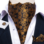 Men Premium Silk Ascot Tie Set Paisley Floral Blue Red Vintage Wedding