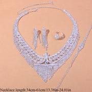 Stonefans Luxury Tassel Rhinestone Bridal Jewelry Sets for Women Wedding