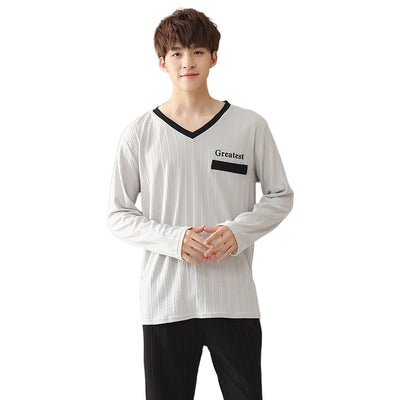 Full Pure Cotton Pajamas Letter Sleepwear Solid Color