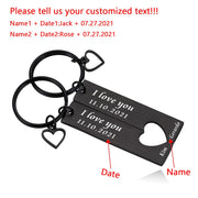 Personalized Stainless Steel Date Name Couple Custom Keychain