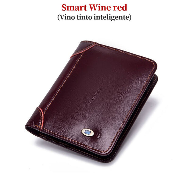 Smart Anti-theft Wallet Men's Business Name Carving Leather Slim