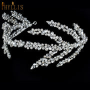 A254 Silver Gold Bride Headband Rhinestone Hair Jewelry for Women Tiaras Luxury