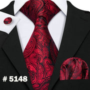 New Necktie Gravata Neckwear Barry.Wang Fashion Hanky Cufflink Set Ties