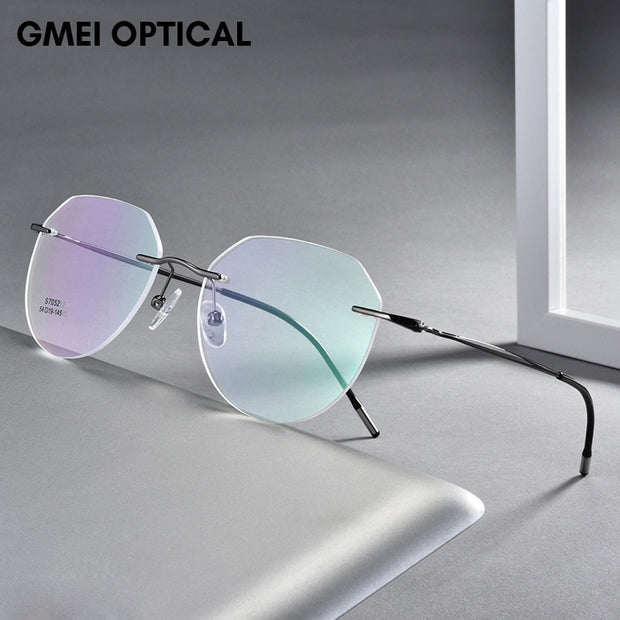 Ultralight Titanium Alloy Rimless Men Glasses Frame Square Eyeglasses