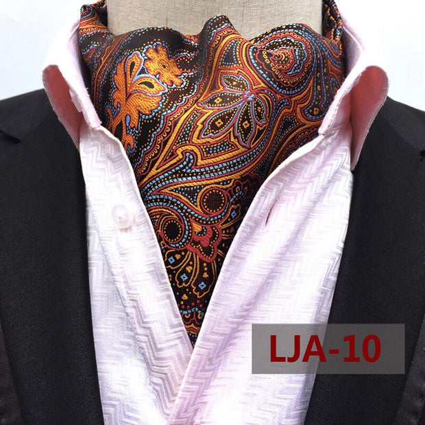 Men Vintage Cashew Floral Wedding Formal Cravat Ascot Scrunch