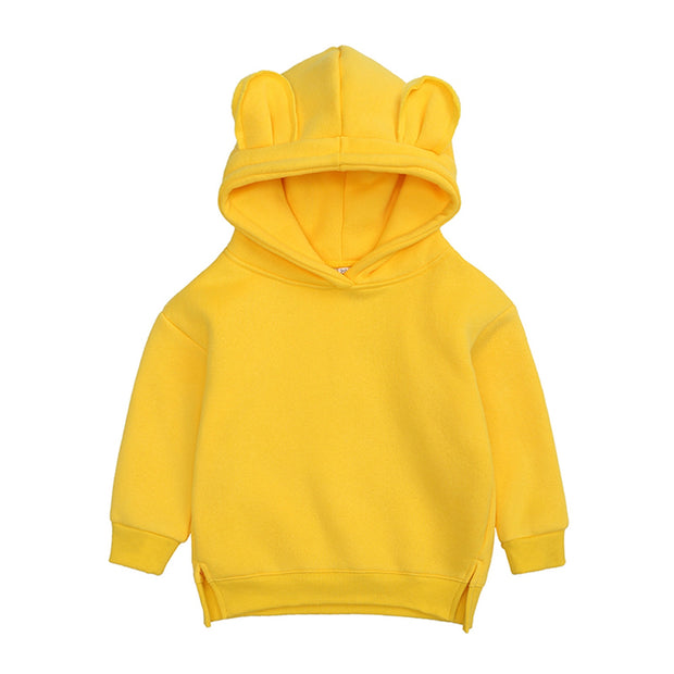 New Fashion Baby Boys Girls Clothes Solid Color Pullover Hooded