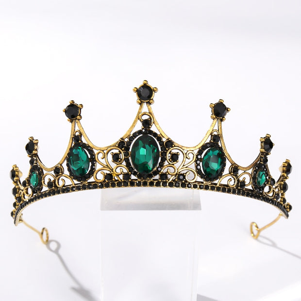 Vintage Baroque Black Color Queen Tiaras Crown Diadem Crystal