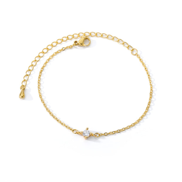 Single Zircon Circle Bead Bracelets For Women Stainless Steel Bracelet Summer Jewelry