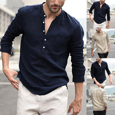 Harajuku Men Clothing Shirts For Men Vintage Pure Color Button