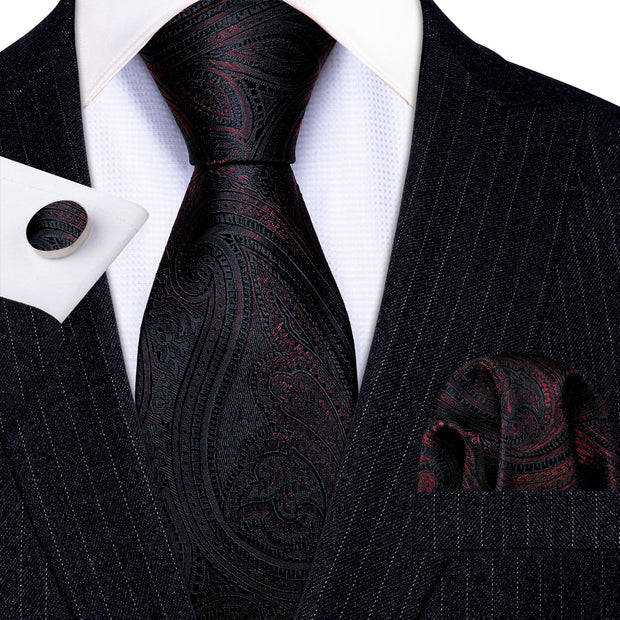 LS-704 Men`s Tie 100% Silk Red Plaid Jacquard Woven Wedding Tie