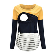 Autumn Women Pregnant Long Sleeve Striped Print T-Shirt