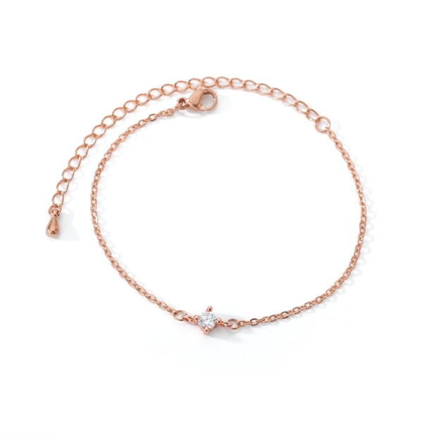 Single Zircon Circle Bead Bracelets For Women Stainless Steel Bracelet Summer Jewelry