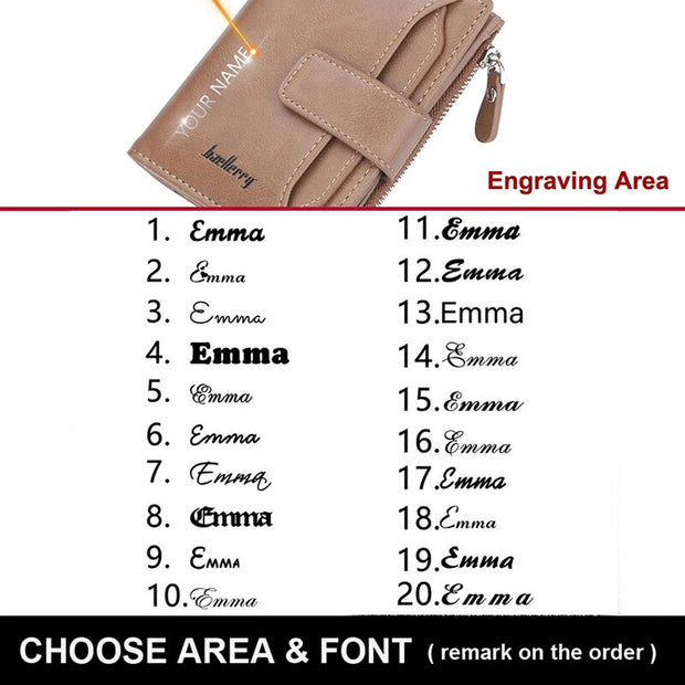 Free Custom Name Engraving Men Wallets Short Tri-fold PU Leather