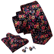 Tie Set Silk Jacquard Floral Necktie Wedding Business Handkerchief Cufflinks Tie