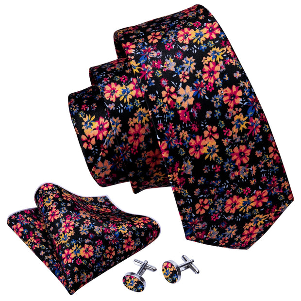 Tie Set Silk Jacquard Floral Necktie Wedding Business Handkerchief Cufflinks Tie
