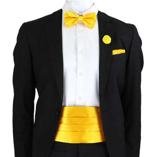 New Fashion Mens Cummerbund Bow Tie Brooch Set