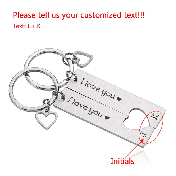 Personalized Stainless Steel Date Name Couple Custom Keychain