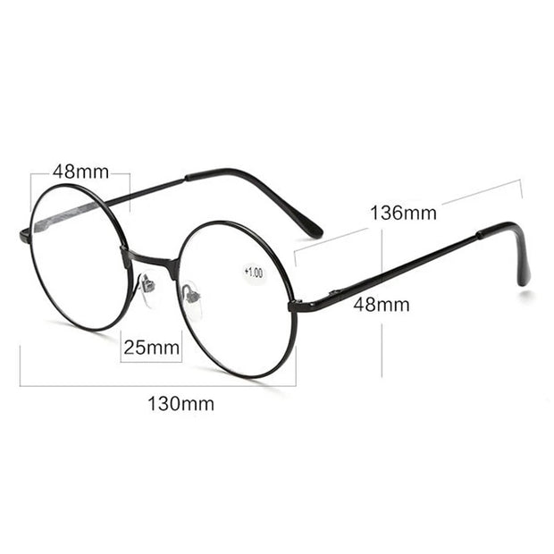 Retro Metal Round Frame Reading Glasses Women Men Presbyopic Eyeglasses