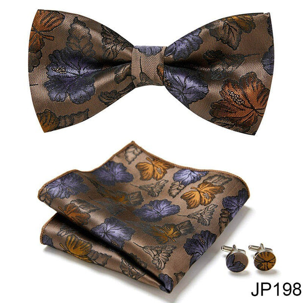 New Paisley  Bow Tie for men Wedding Bowtie Handkerchief Cufflink Set