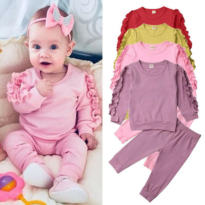 Newborn Autumn Winter Clothing Baby Girls Sleep Clothes Set Ruffle