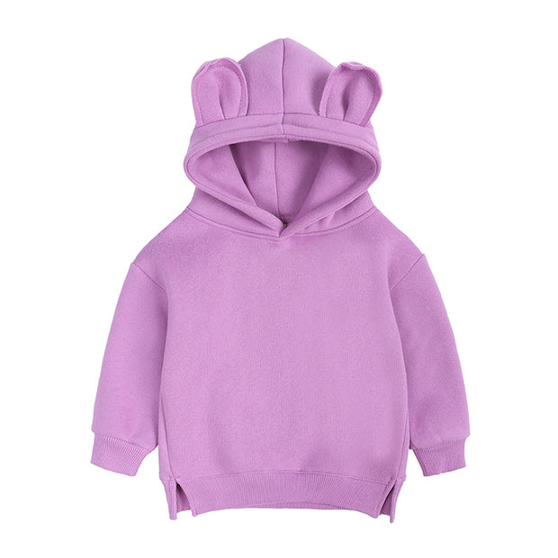 New Fashion Baby Boys Girls Clothes Solid Color Pullover Hooded