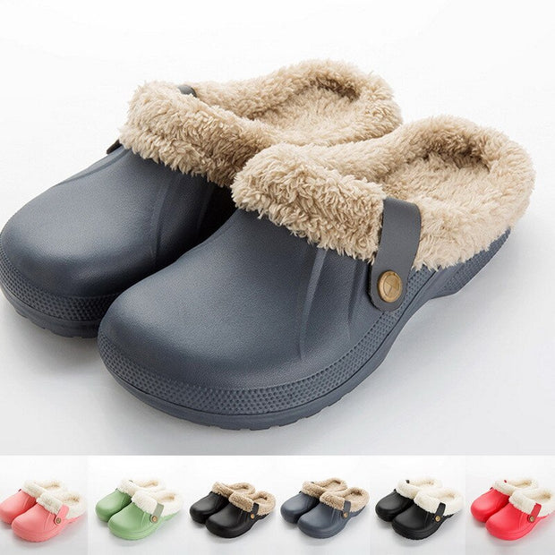 Unisex Home Winter Clogs Indoor Fur Warm Slippers
