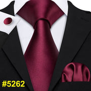 LS-5090 New Mens Ties Handkerchief Set 11 Colors Solid Silk Ties For Men