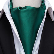 Green Solid 100% Silk Ascot Cravat Tie Ascot Scrunch Self British style