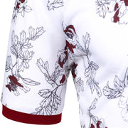 Men's Floral Polo Shirt Casual Button Short-sleeved Turn Down Collar Shirt