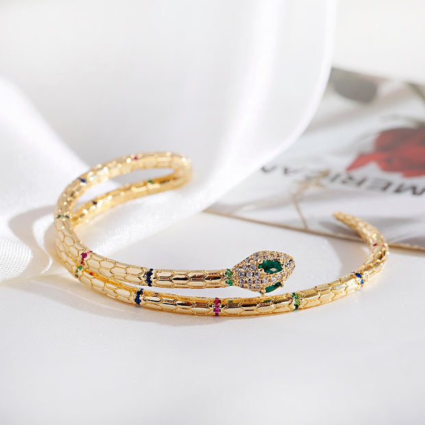 Luxury Zircon Crystal Hollow Gold Color Bangle Bracelet For Women Classic Star Evil Eye