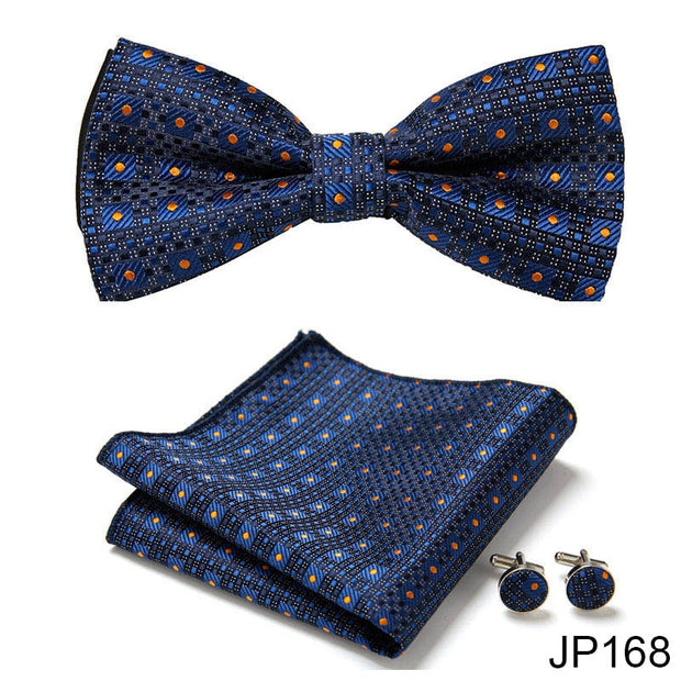 New Paisley  Bow Tie for men Wedding Bowtie Handkerchief Cufflink Set