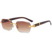 HBK Blue MIRROR Frameless Gold Metal Ladies Sunglasses